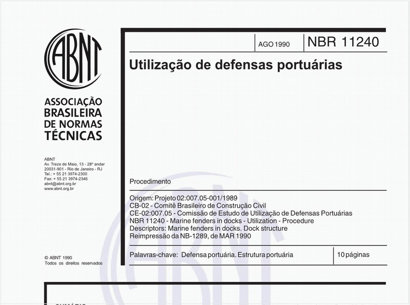 Utilização de defensas portuárias - Procedimento