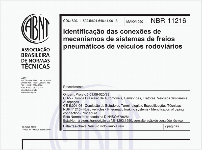 Identificação das conexões de mecanismos de sistemas de freios pneumáticos de veículos rodoviários - Procedimento