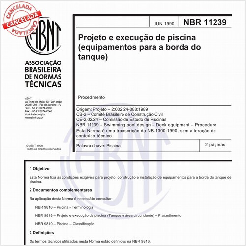 Projeto e execução de piscina (equipamentos para a borda do tanque)