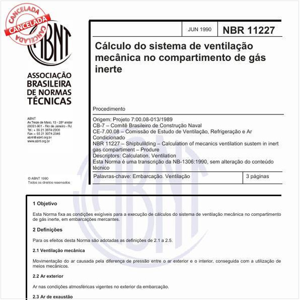Cálculo do sistema de ventilação mecânica no compartimento de gás inerte