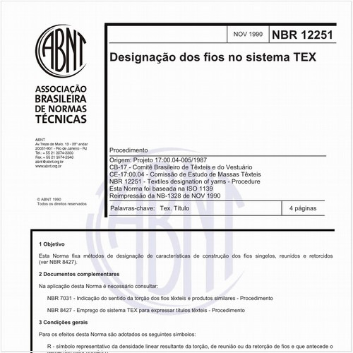 Designação dos fios no sistema TEX - Procedimento