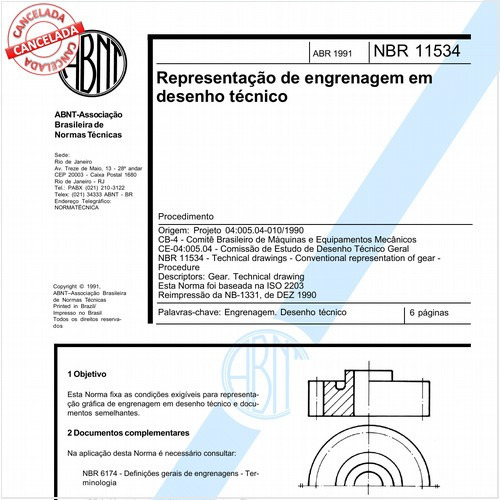 Representação de engrenagem em desenho técnico
