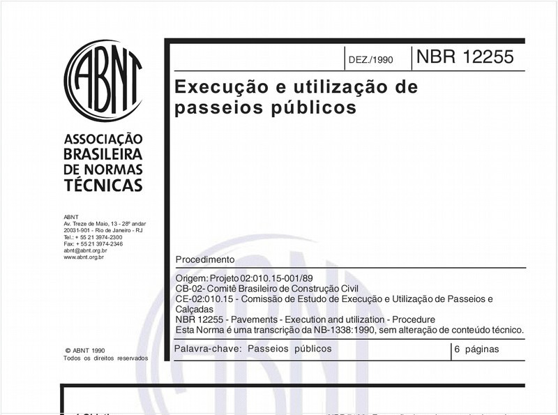Execução e utilização de passeios públicos - Procedimento