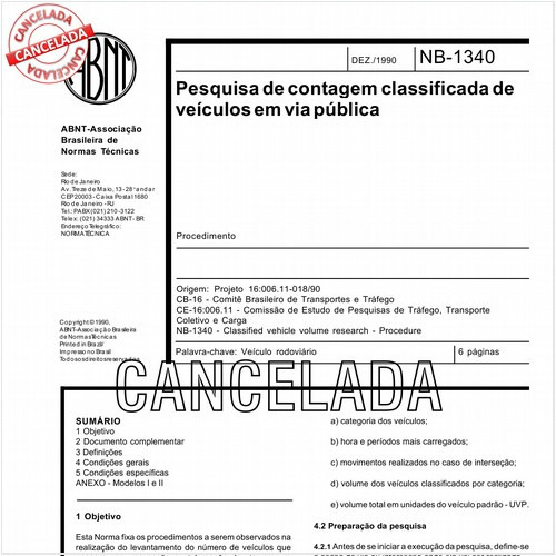 Pesquisa de contagem classificada de veículos em via pública