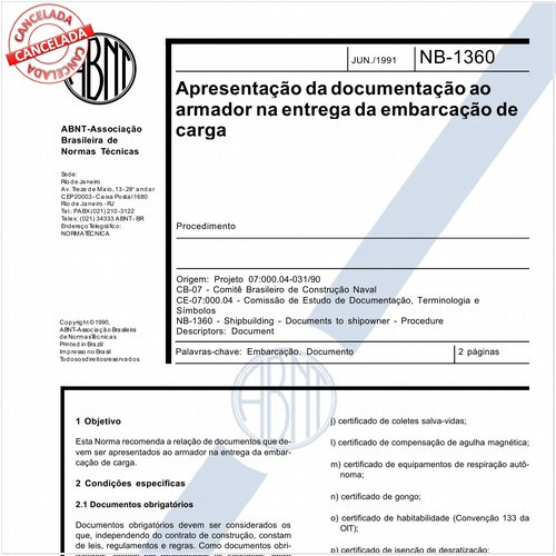 Apresentação da documentação ao armador na entrega da embarcação de carga