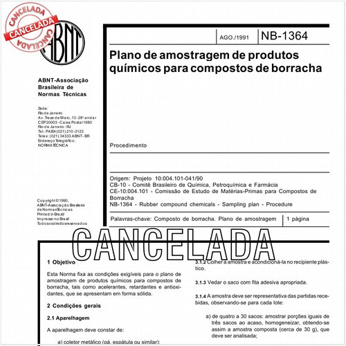 Plano de amostragem de produtos químicos para compostos de borracha