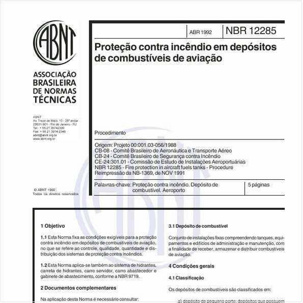 Proteção contra incêndio em depósitos de combustíveis de aviação - Procedimento