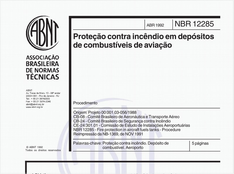 Proteção contra incêndio em depósitos de combustíveis de aviação - Procedimento