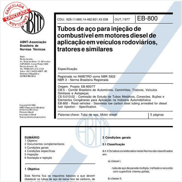 Tubos de aço para injeção de combustível em motores diesel de aplicação em veículos rodoviários, tratores e similares