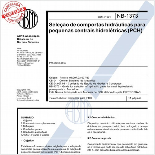 Seleção de comportas hidráulicas para pequenas centrais hidrelétricas (PCH)