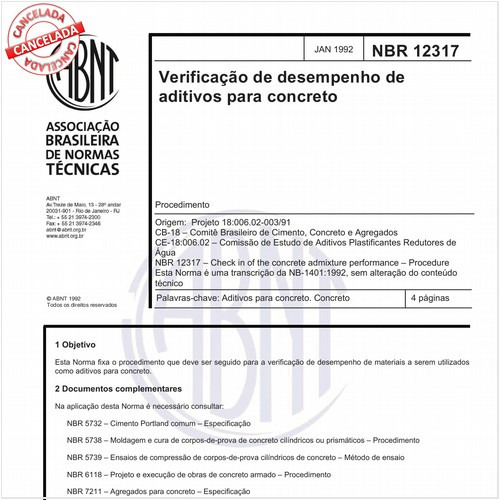 Verificação de desempenho de aditivos para concreto