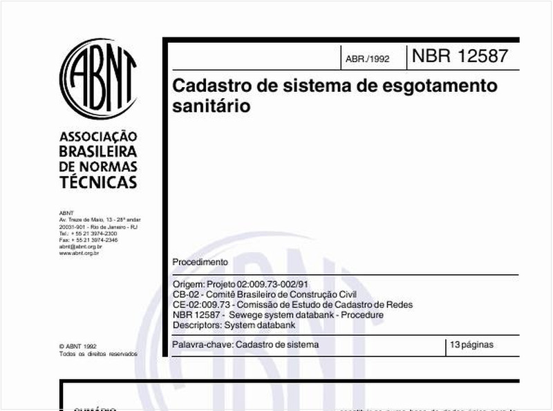 Cadastro de sistema de esgotamento sanitário - Procedimento