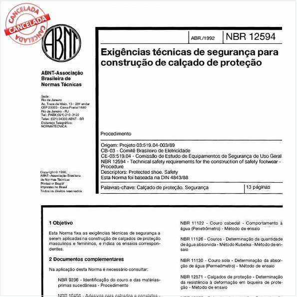 Exigências técnicas de segurança para construção de calçado de proteção