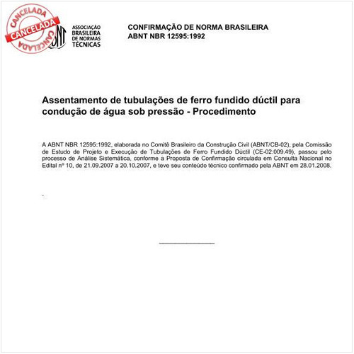 Assentamento de tubulações de ferro fundido dúctil para condução de água sob pressão - Procedimento