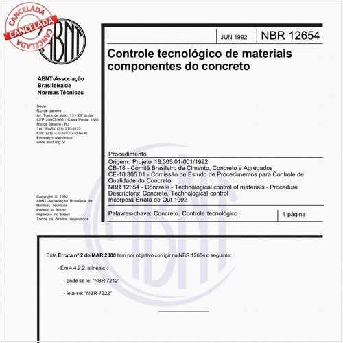 Controle tecnológico de materiais componentes do concreto