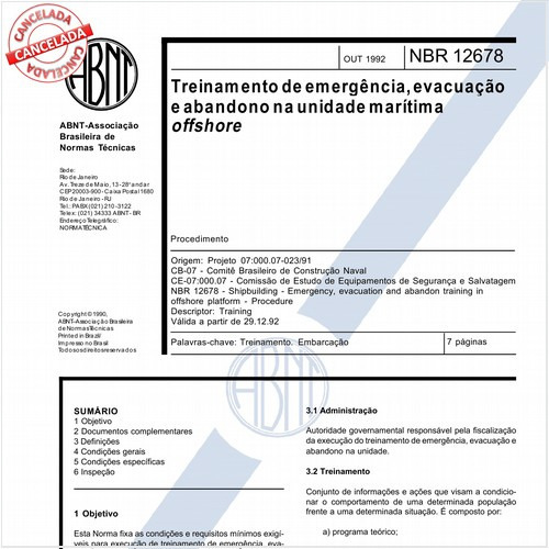 Treinamento de emergência, evacuação e abandono na unidade marítima "offshore"