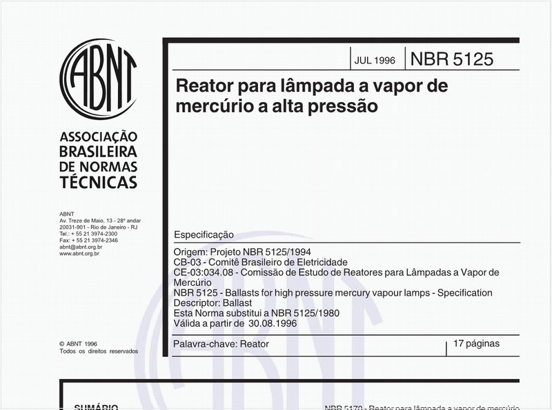 Reator para lâmpada a vapor de mercúrio a alta pressão
