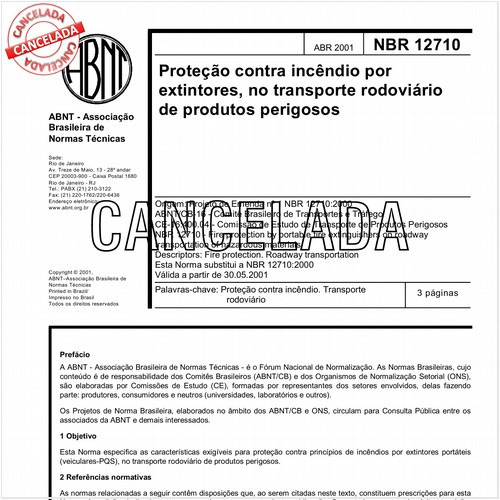 Proteção contra incêndio por extintores, no transporte rodoviário de produtos perigosos