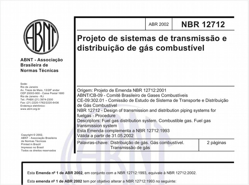 Projeto de sistemas de transmissão e distribuição de gás combustível