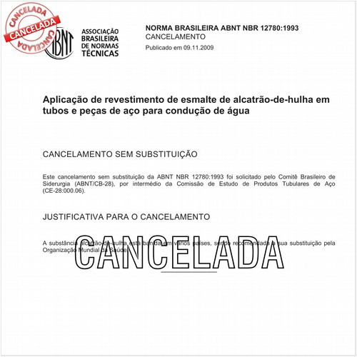 Aplicação de revestimento de esmalte de alcatrão-de-hulha em tubos e peças de aço para condução de água