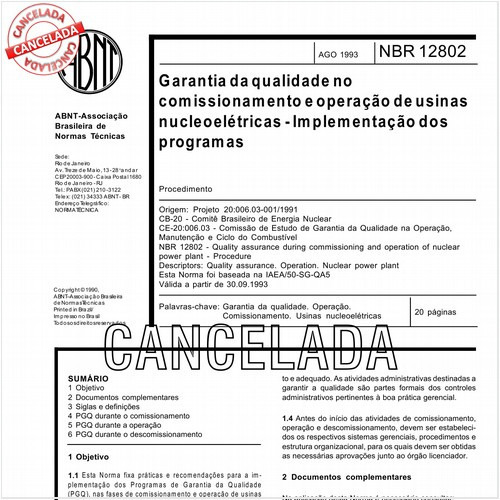 Garantia da qualidade no comissionamento e operação de usinas nucleoelétricas - Implementação dos programas