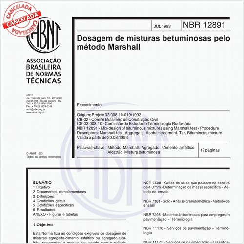 Dosagem de misturas betuminosas pelo método Marshall