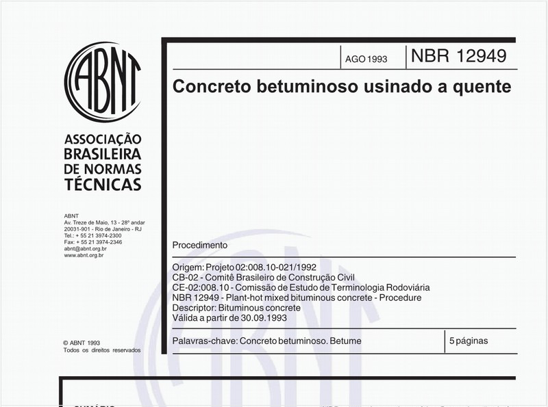 Concreto betuminoso usinado a quente - Procedimento