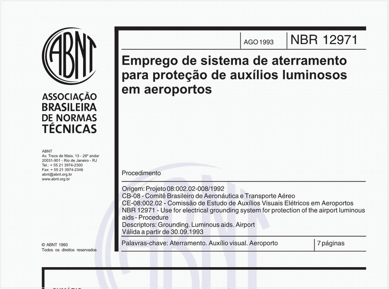 Emprego de sistema de aterramento para proteção de auxílios luminosos em aeroportos - Procedimento