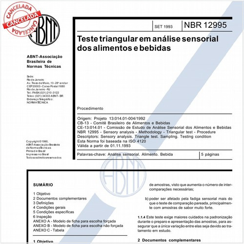 Teste triangular em análise sensorial dos alimentos e bebidas