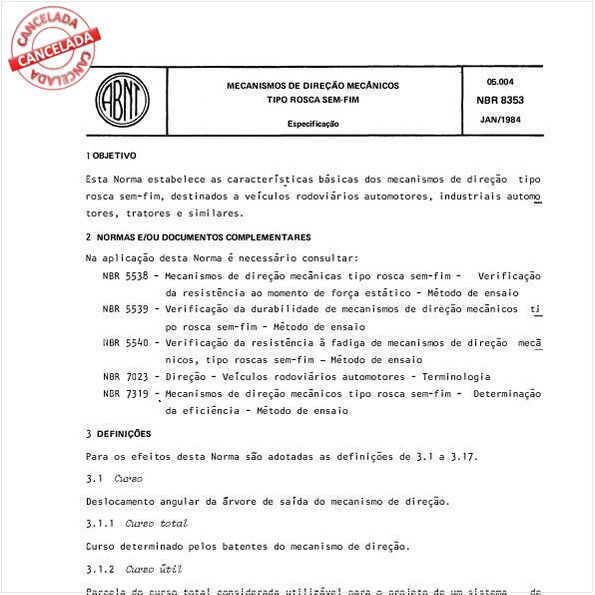 Mecanismos de direção mecânicos - Tipo rosca Sem-fim