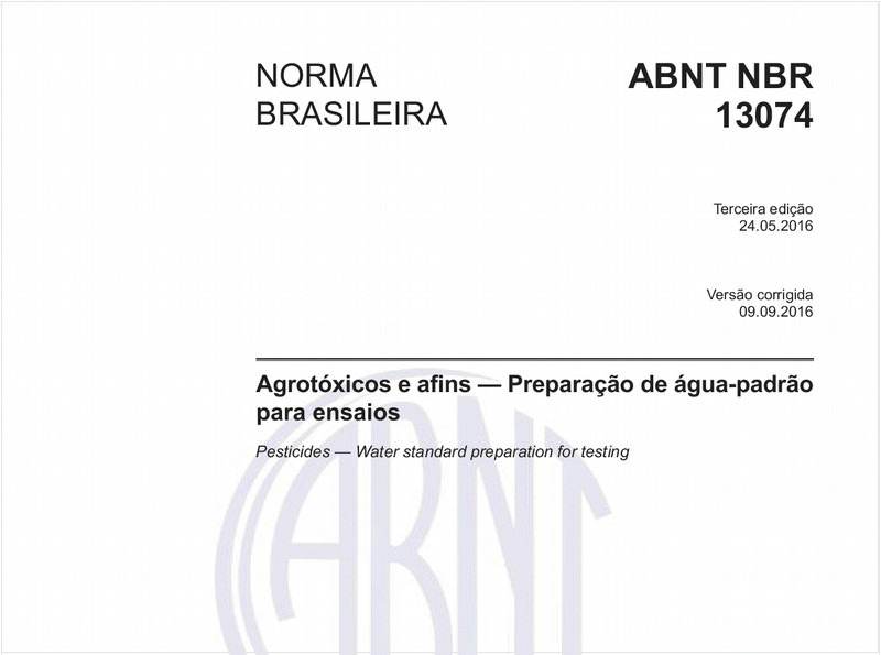 Agrotóxicos e afins - Preparação de água-padrão para ensaios