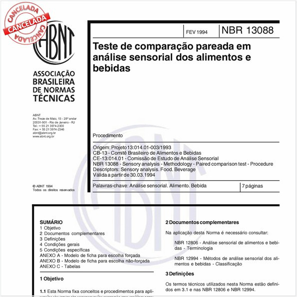 Teste de comparação pareada em análise sensorial dos alimentos e bebidas