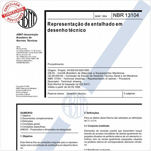 Representação de entalhado em desenho técnico