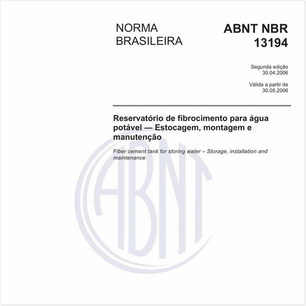 Reservatório de fibrocimento para água potável - Estocagem, montagem e manutenção