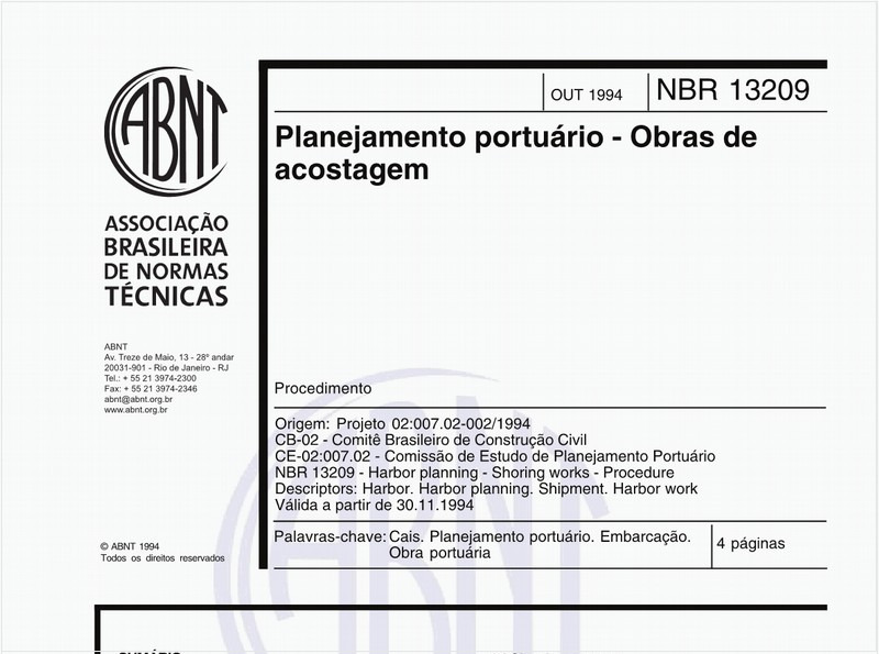 Planejamento portuário - Obras de acostagem - Procedimento