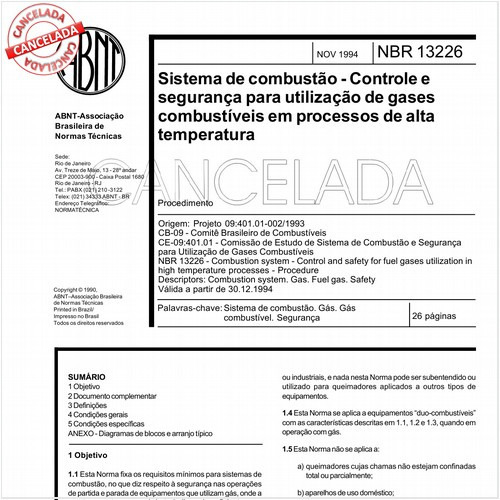 Sistema de combustão - Controle e segurança para utilização de gases combustíveis em processos de alta temperatura