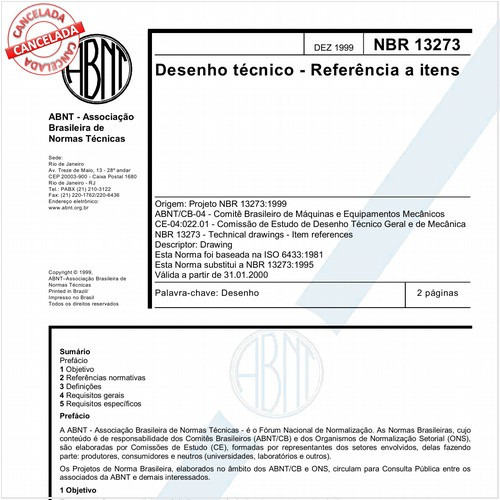Desenho técnico - Referência a itens 