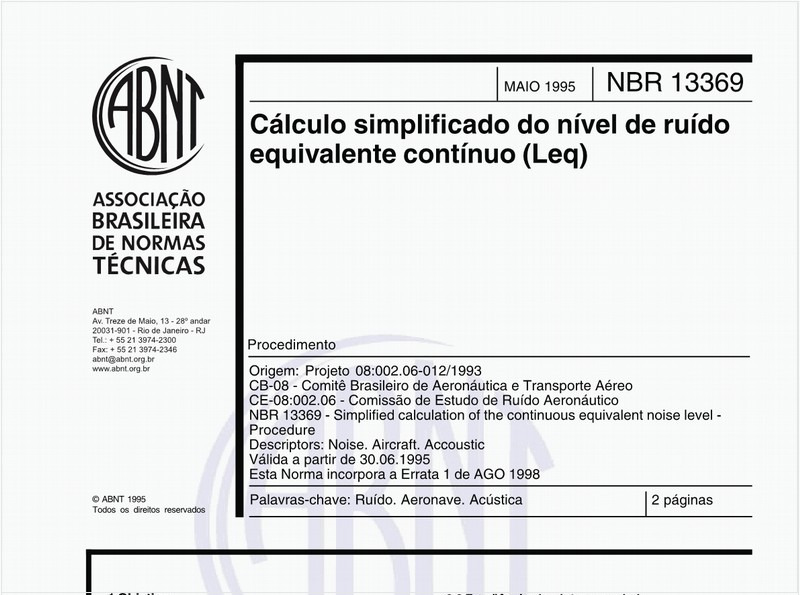 Cálculo simplificado do nível de ruído equivalente contínuo (Leq) - Procedimento