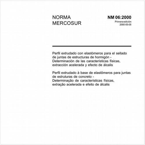 Perfil extrudado à base de elastômeros para juntas de estruturas de concreto - Determinação de características físicas, extração acelerada e efeito de álcalis