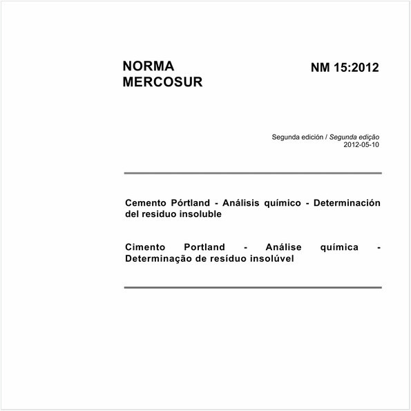 Cimento Portland - Análise química - Determinação de resíduo insolúvel