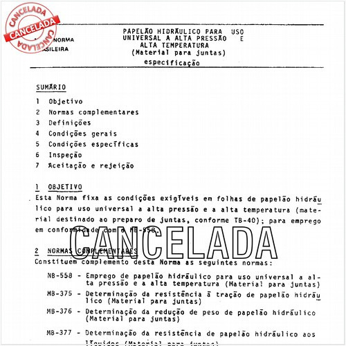 Papelão hidráulico para uso universal a alta pressão e a alta temperatura (Material para juntas)