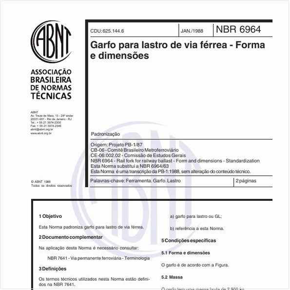 Garfo para lastro de via férrrea - Forma e dimensões