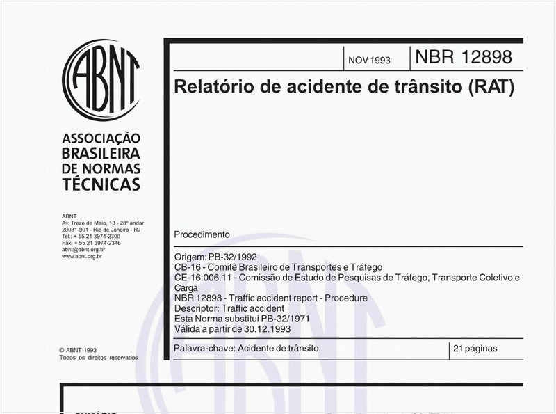 Relatório de acidente de trânsito (RAT) - Procedimento