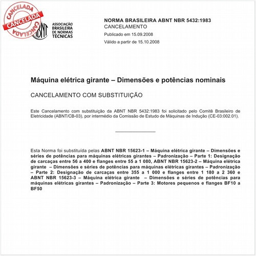 Máquina elétrica girante - Dimensões e potências nominais