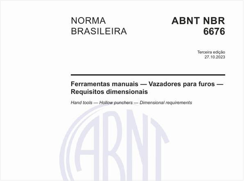 Ferramentas manuais — Vazadores para furos — Requisitos dimensionais