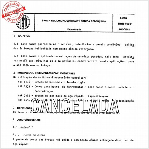 Broca helicoidal com haste cônica reforçada