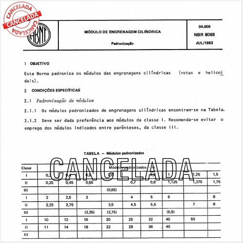 Módulo de engrenagem cilíndrica