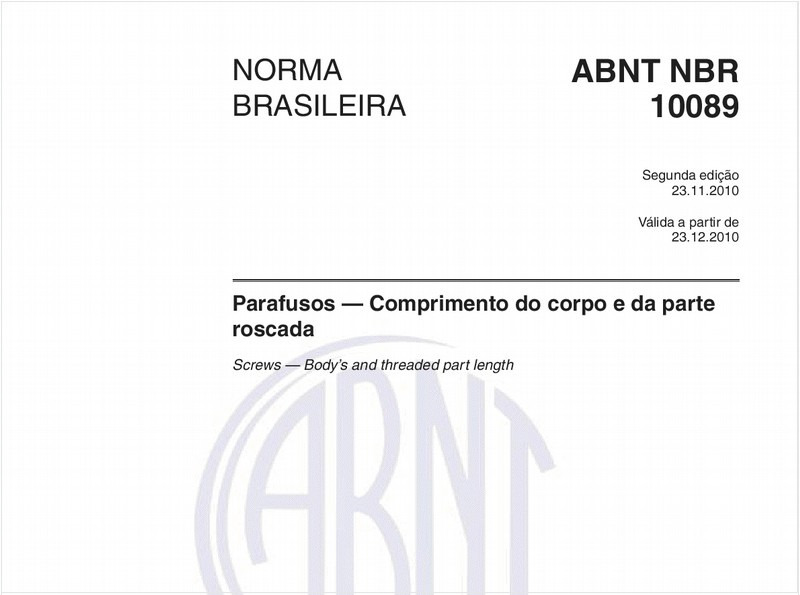 Parafusos — Comprimento do corpo e da parte roscada
