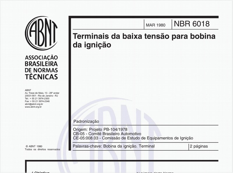 Terminais da baixa tensão para bobina da ignição