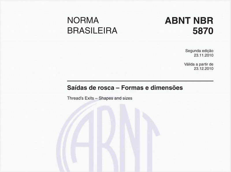 Saídas de rosca – Formas e dimensões